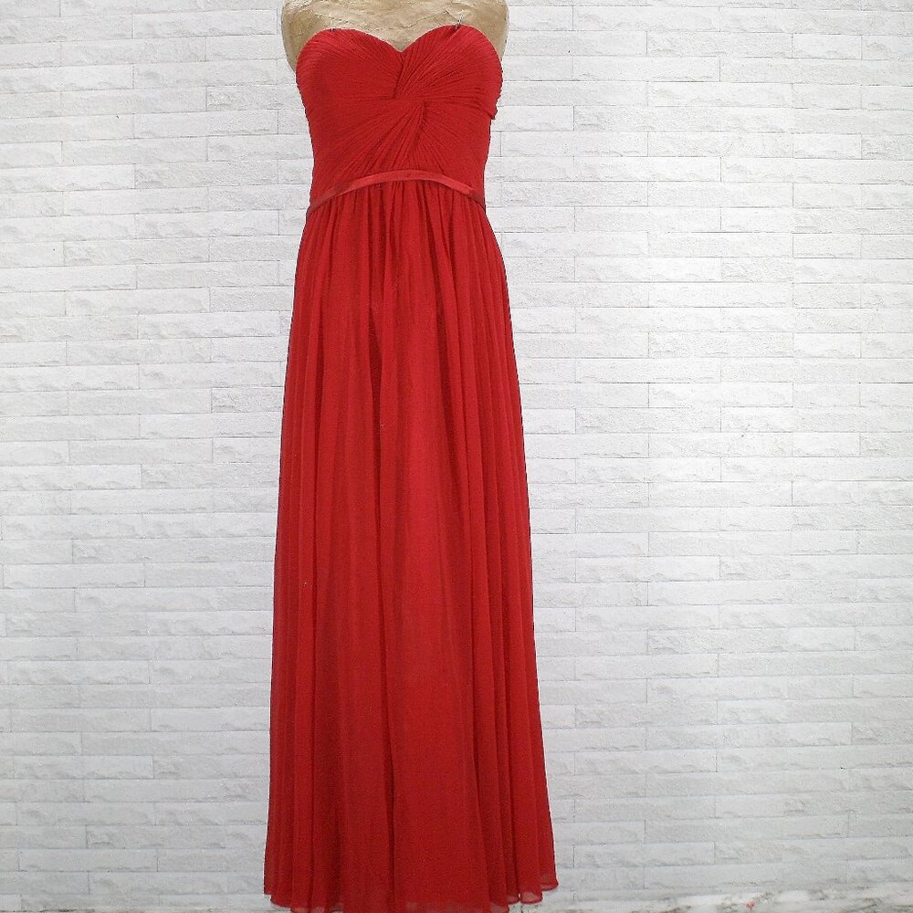 MEIER COLLECTION Dress Gown Strapless Pleated Chiffon Wedding Red Plus Size 18